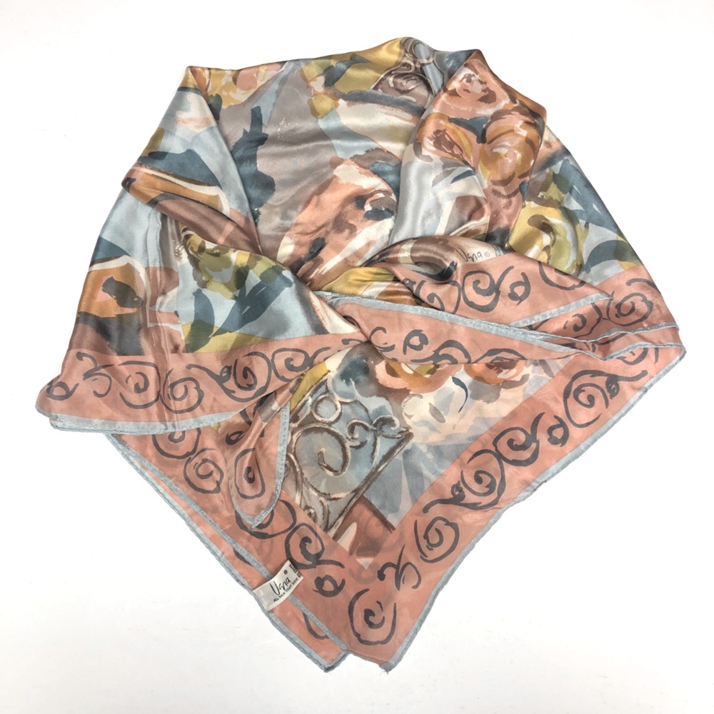 Vintage Vena Silk Scarf Made in Japan Pink Floral